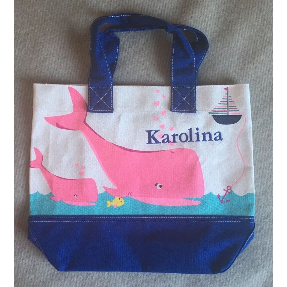 KAROLINA mono Pottery Barn Kids Preppy Icon‎ Tote Whale KID bag backpack